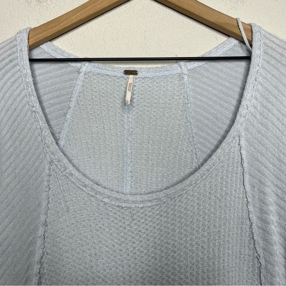 Free People Women‎ Waffle Knit Top Light Blue Small Long Sleeve Tunic Ventura - Picture 9 of 12